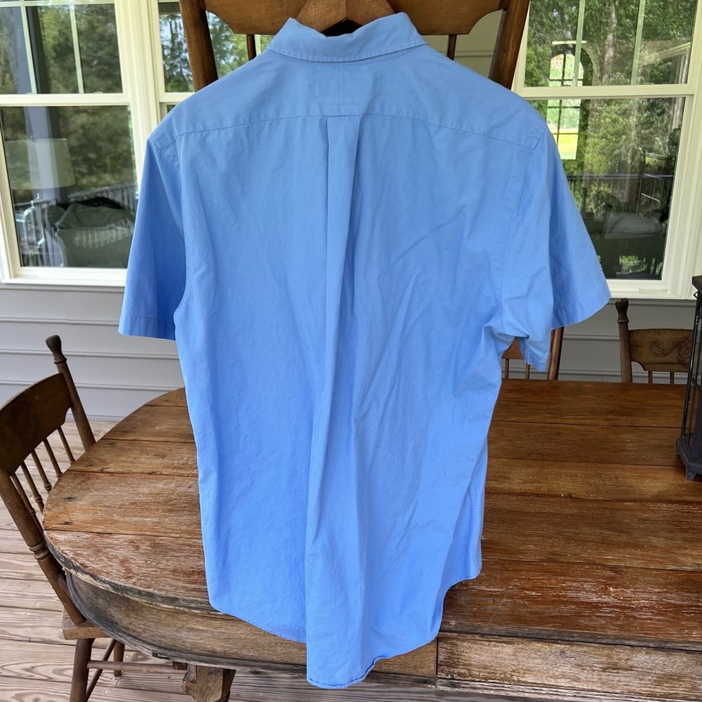 Ralph Lauren Custom Fit Men's Button Down Blue Short Sleeve Cotton Shirt L - Picture 3 of 15